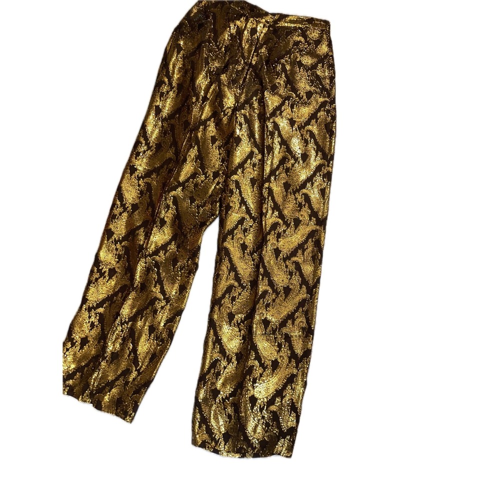 2 Other Stories Black Gold‎ Paisley Jacquard Wide Leg Pants EU 38 US 6 - Picture 2 of 7